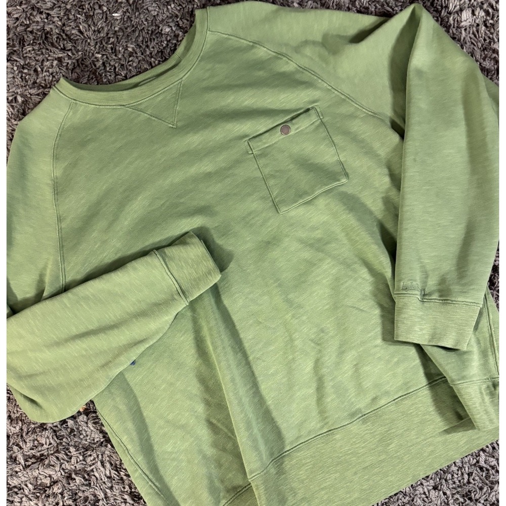 L.L. Bean Crewneck Sweatshirt Green Lakewashed Oversized Pocket Gorpcore Mens XL